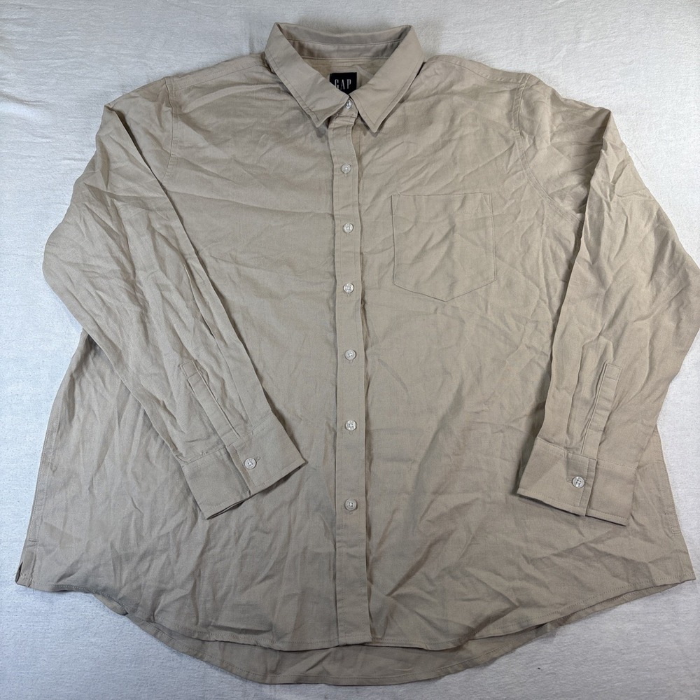 Gap Women's Long Sleeve‎ Button Up  Beige Linen Shirt  xXL